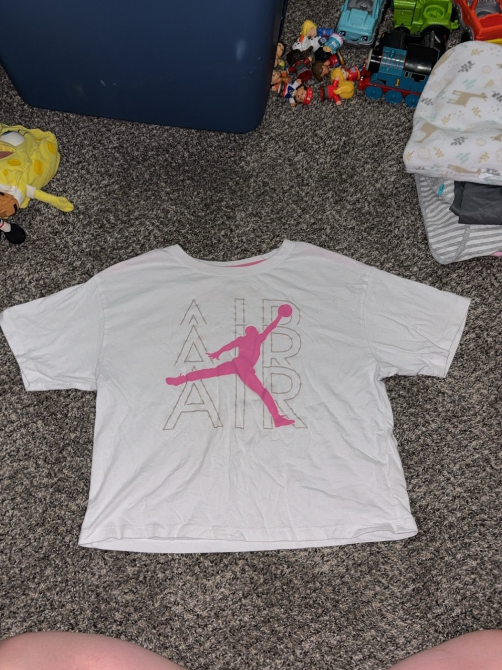 Jordan White Tee with Pink Jumpman Graphic